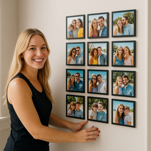 Kit com 12 Fotoplacas personalizadas em mdf, 13x13cm.